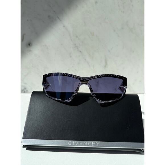 NEW Givenchy GV4100US Mask Strass Crystal Blue Sunglasses $1090 main image 4